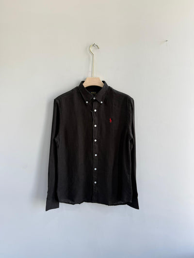 BLACK PURE LINEN SHIRT