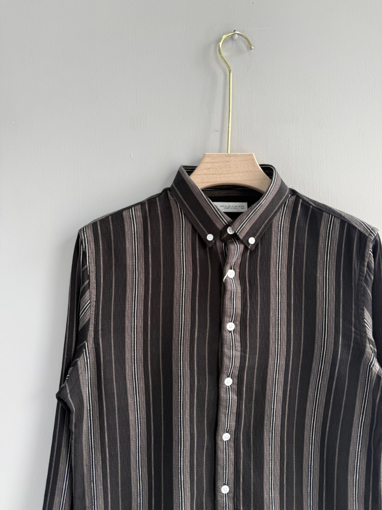 BLACK COTTON STRIPE SHIRT