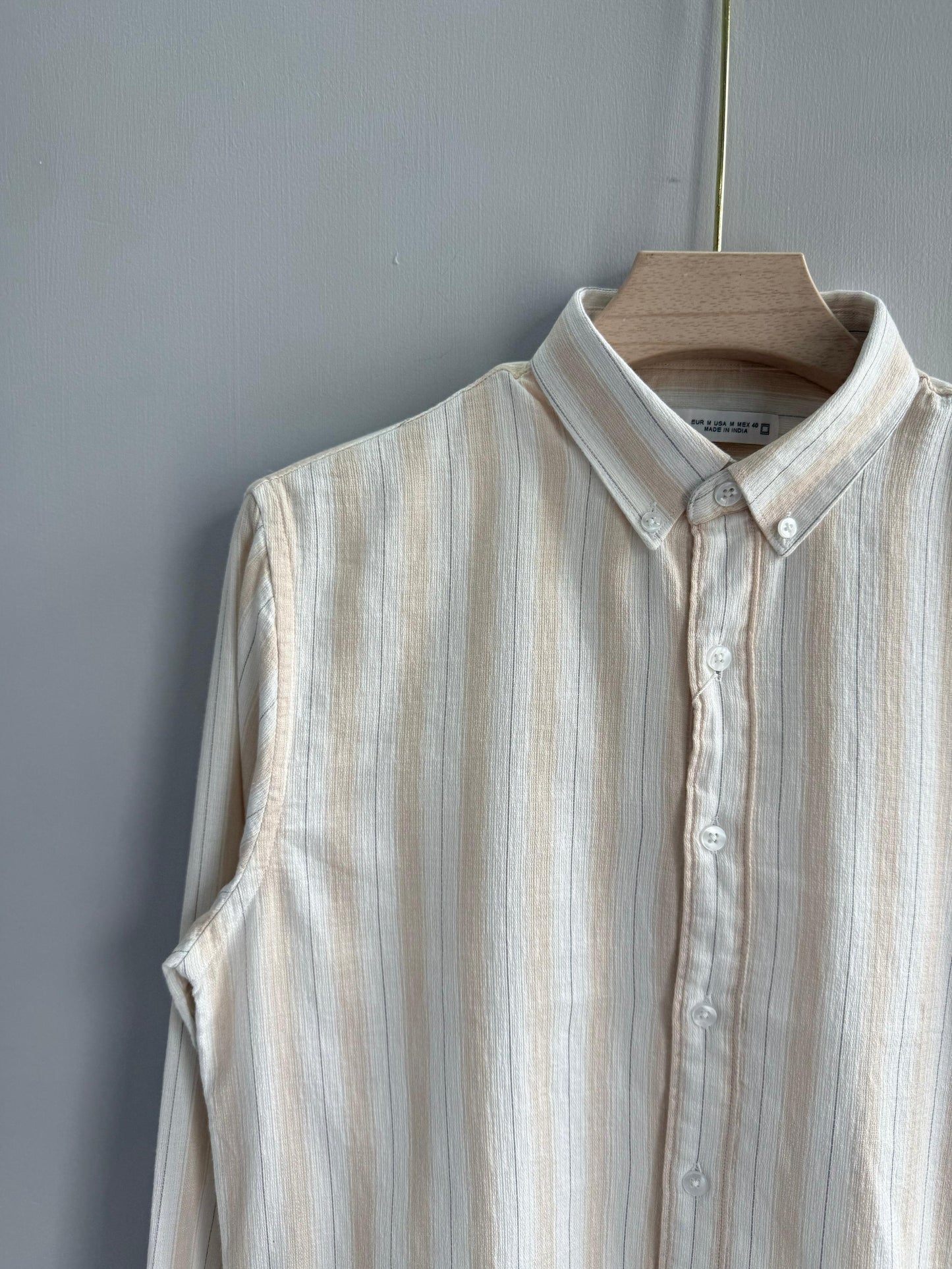 LIGHT ORANGE COTTON STRIPE SHIRT