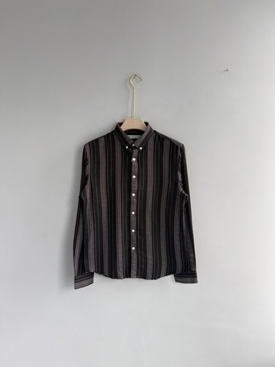 BLACK COTTON STRIPE SHIRT