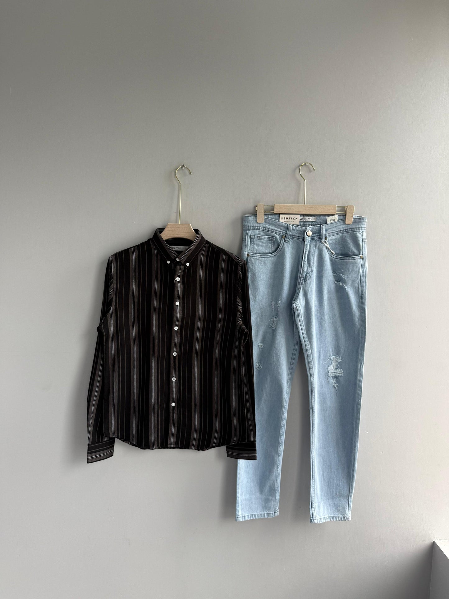 BLACK COTTON STRIPE SHIRT