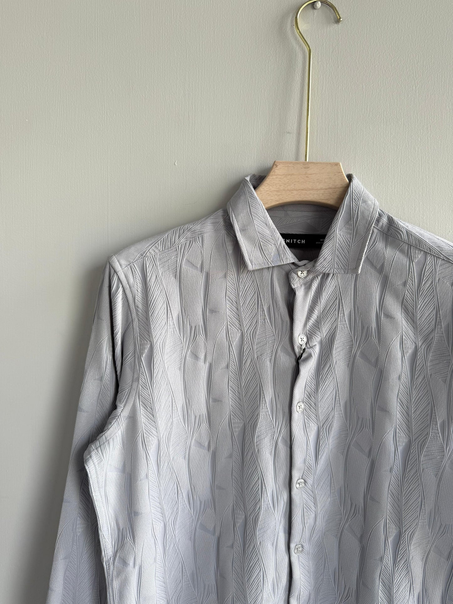 LIGHT GRAY SELF PRINTED SHIRT