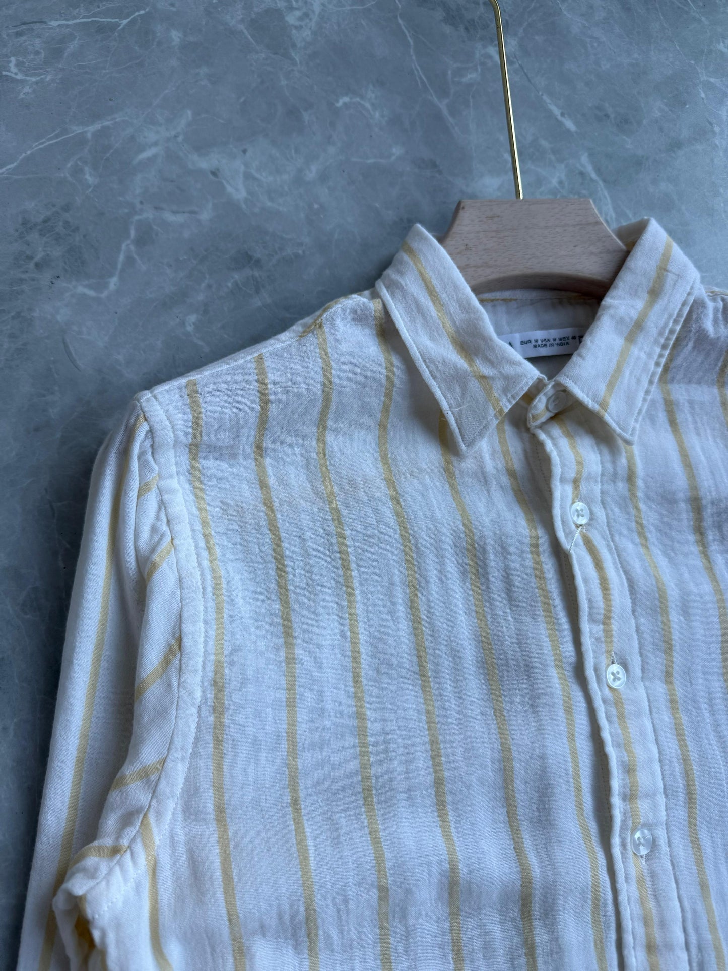 YELLOW STRIPE LINEN SHIRT
