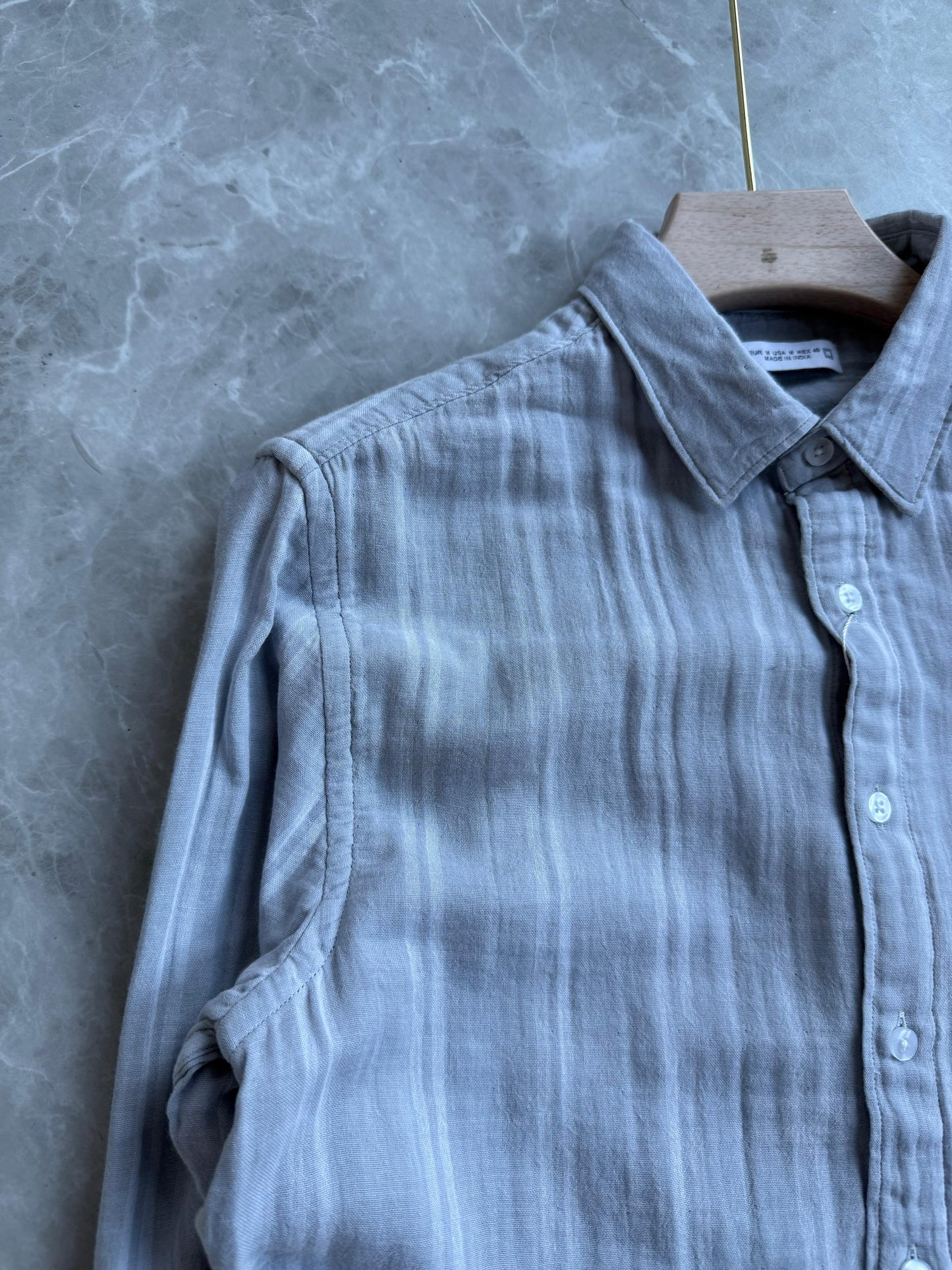 GRAY LINEN STRIPE SSHIRT
