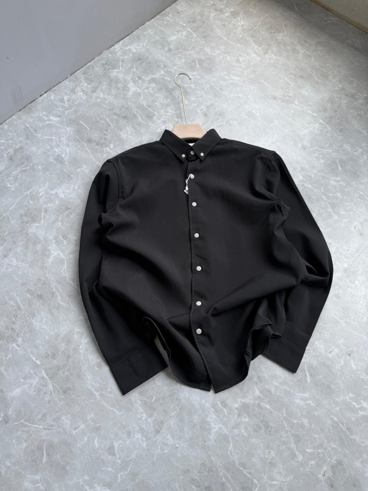 BLACK IMPORTED CRUSHED SHIRT