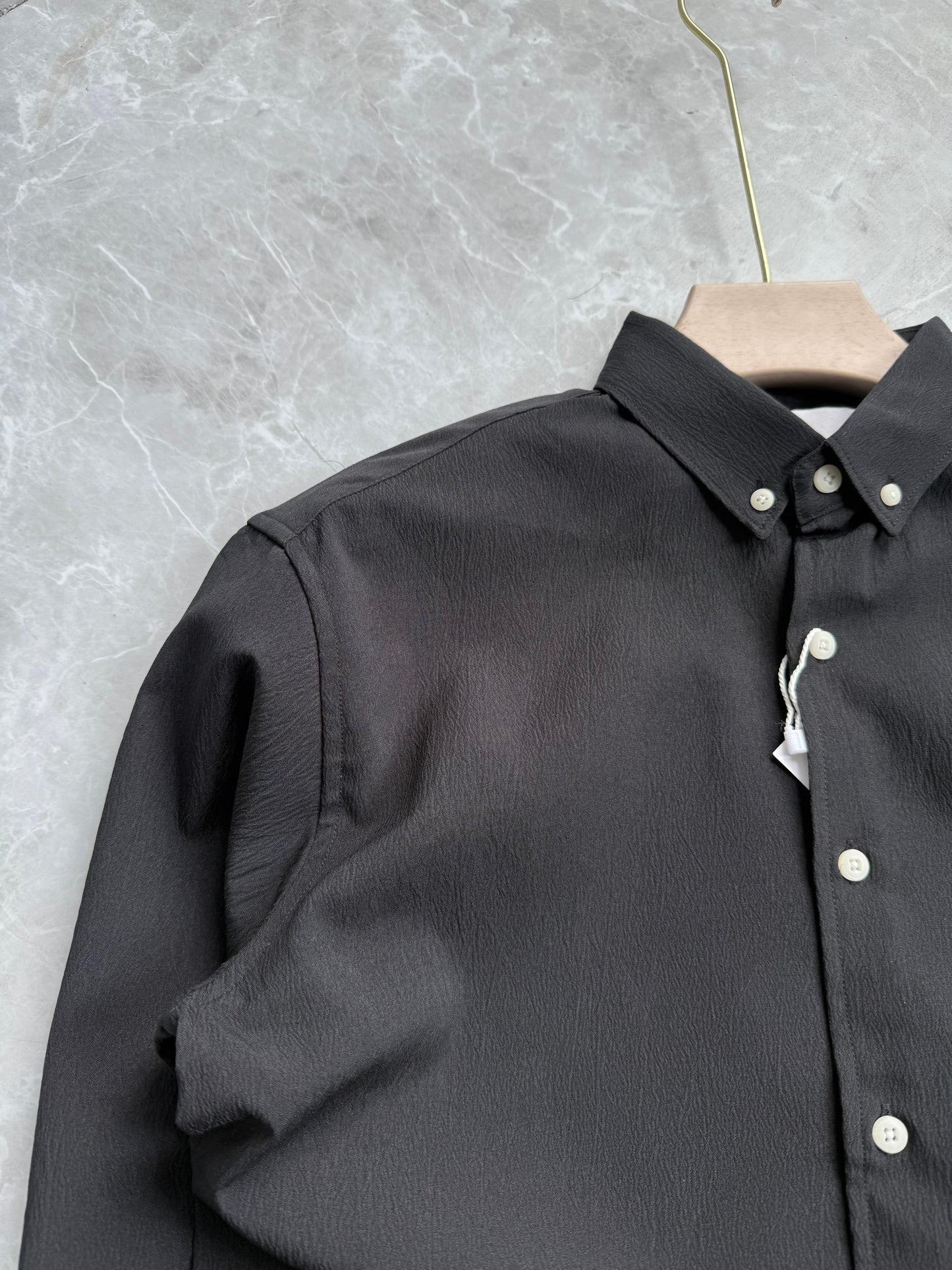 BLACK IMPORTED CRUSHED SHIRT