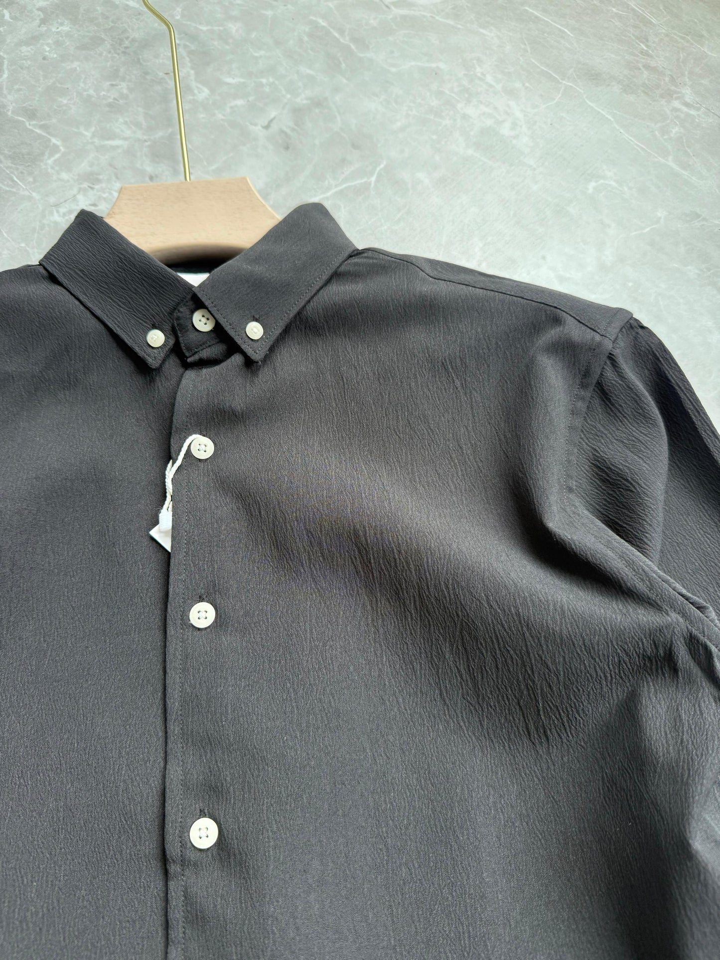 BLACK IMPORTED CRUSHED SHIRT