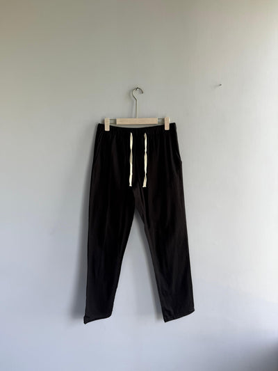 BLACK RELAX FIT LINEN TROUSERS