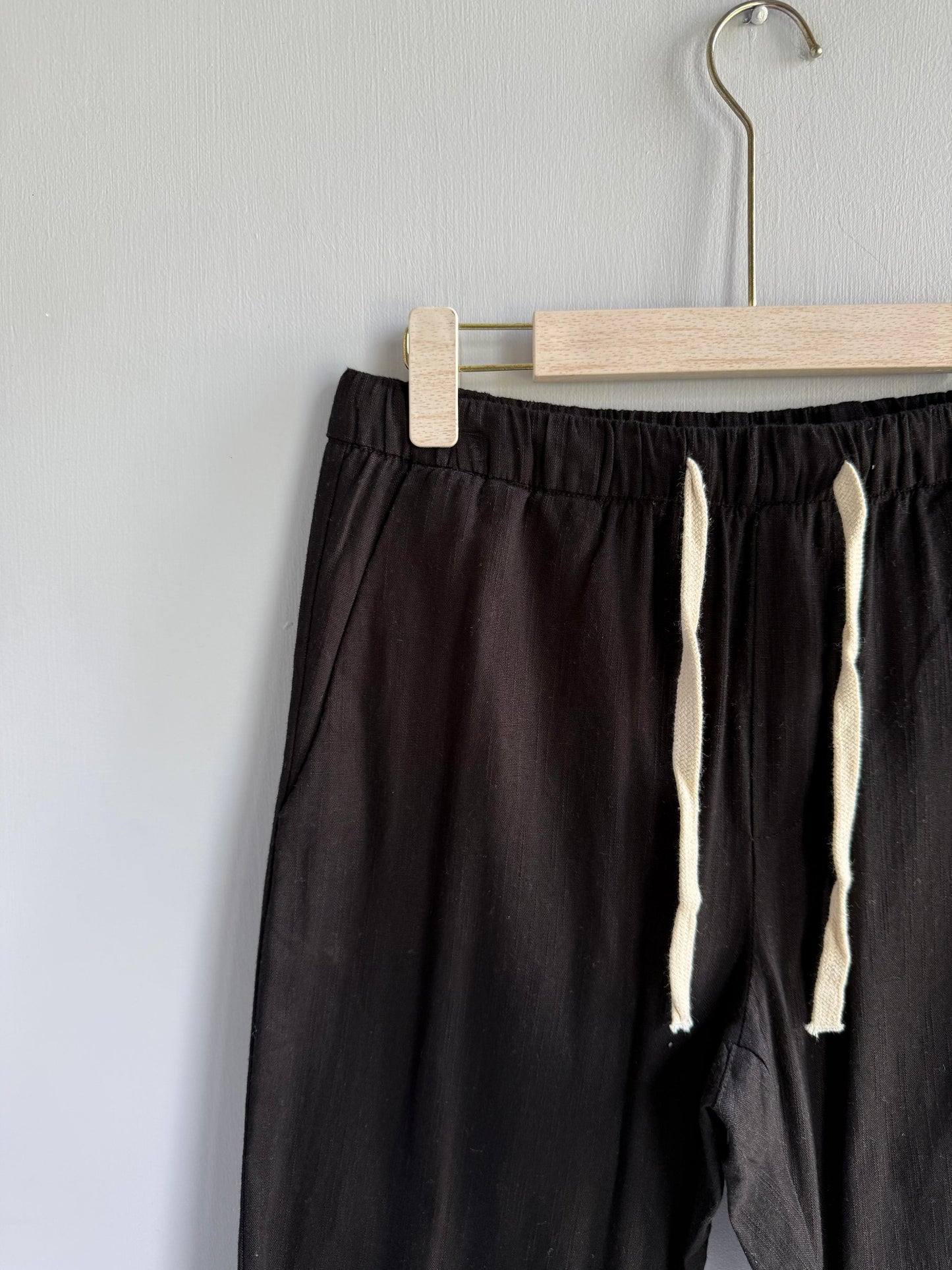 BLACK RELAX FIT LINEN TROUSERS