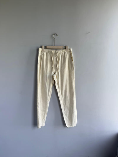 BEIGE RELAX FIT LINEN TROUSERS