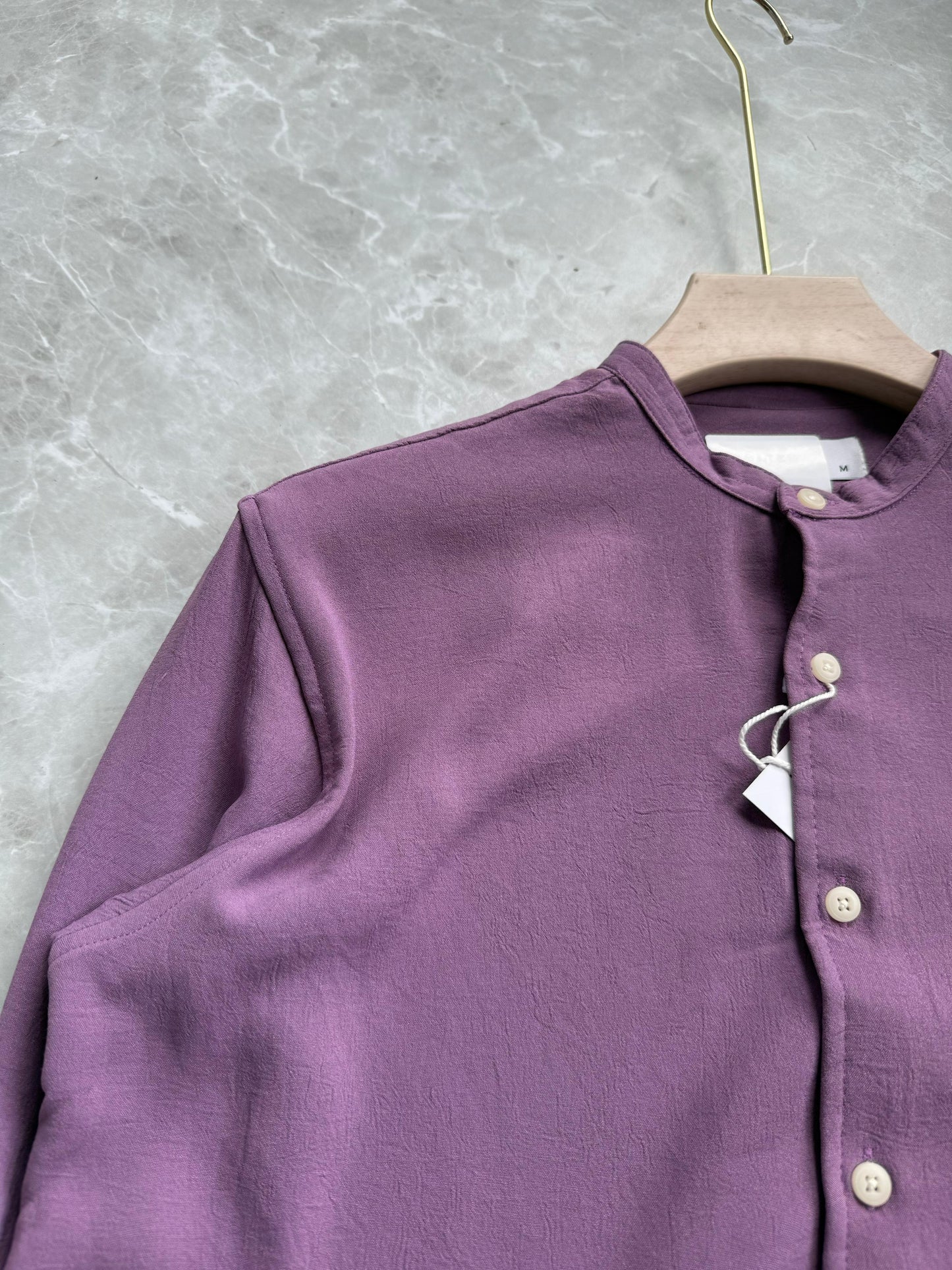 LAVENDER IMPORTED CRUSHED MANDRIAN COLLAR SHIRT