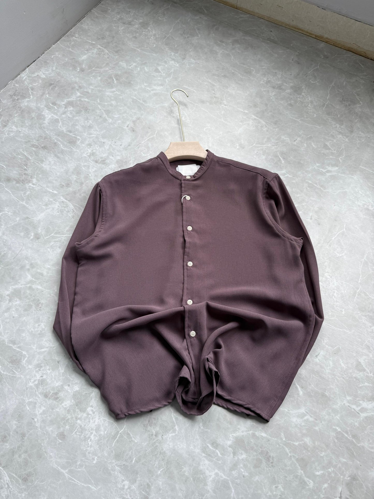 PURPLE IMPORTED CRUSHED MANDRIAN COLLAR SHIRT