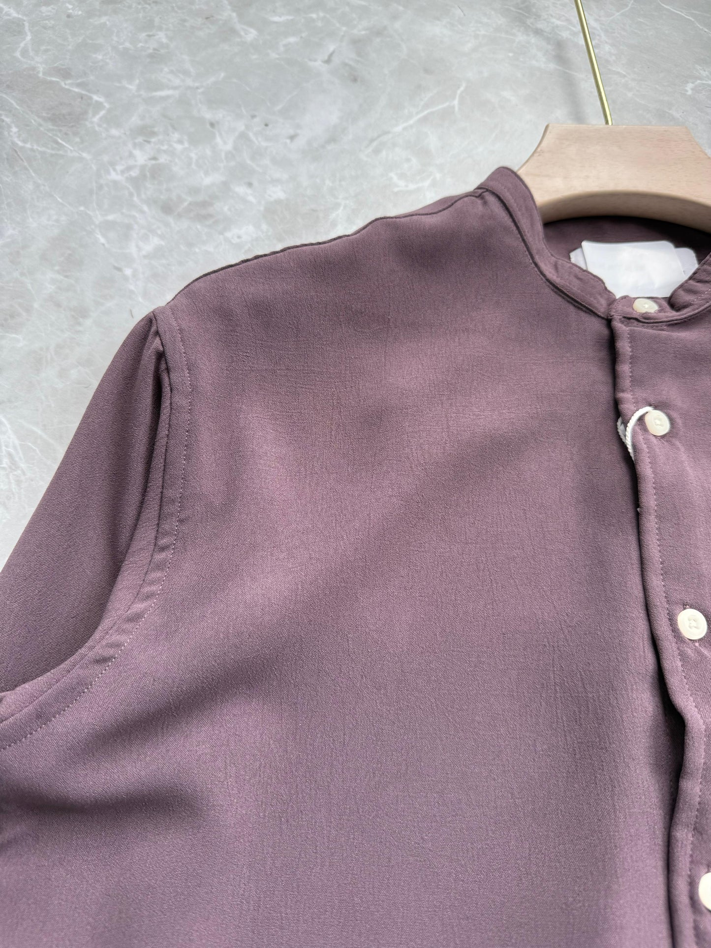 PURPLE IMPORTED CRUSHED MANDRIAN COLLAR SHIRT