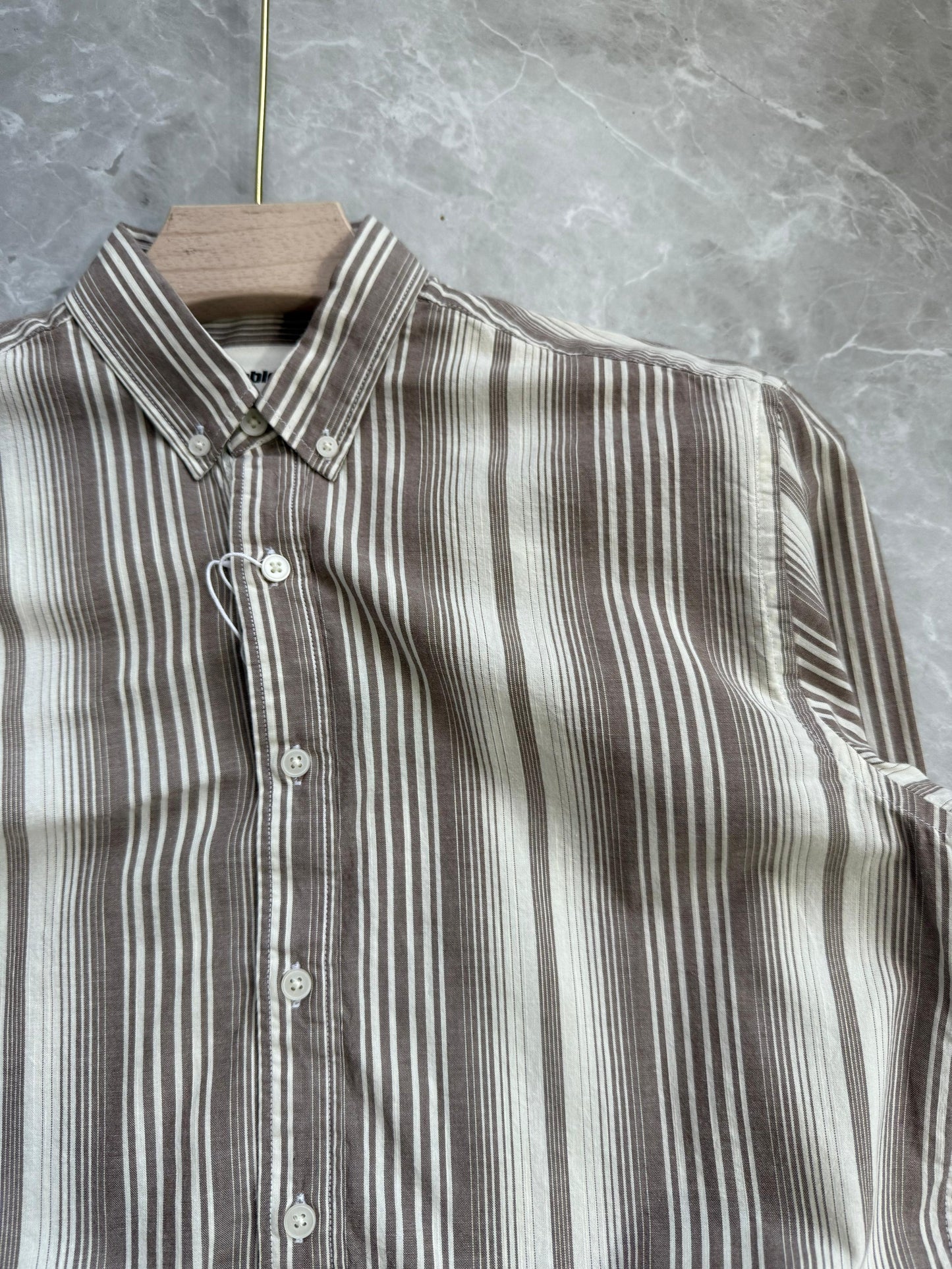 BROWN STRIPE COTTON SHIRT