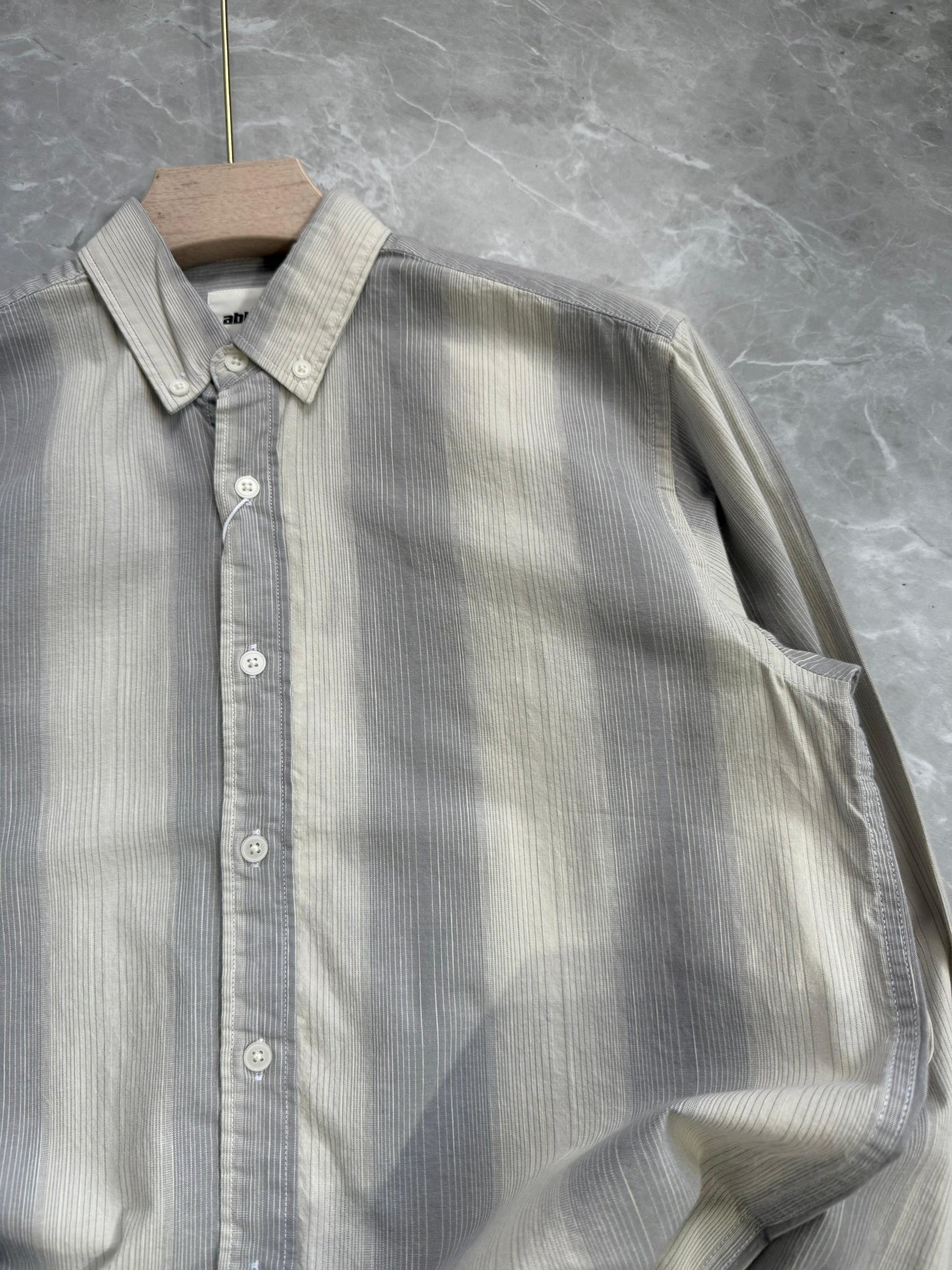 GRAY COTTON STRIPE SHIRT