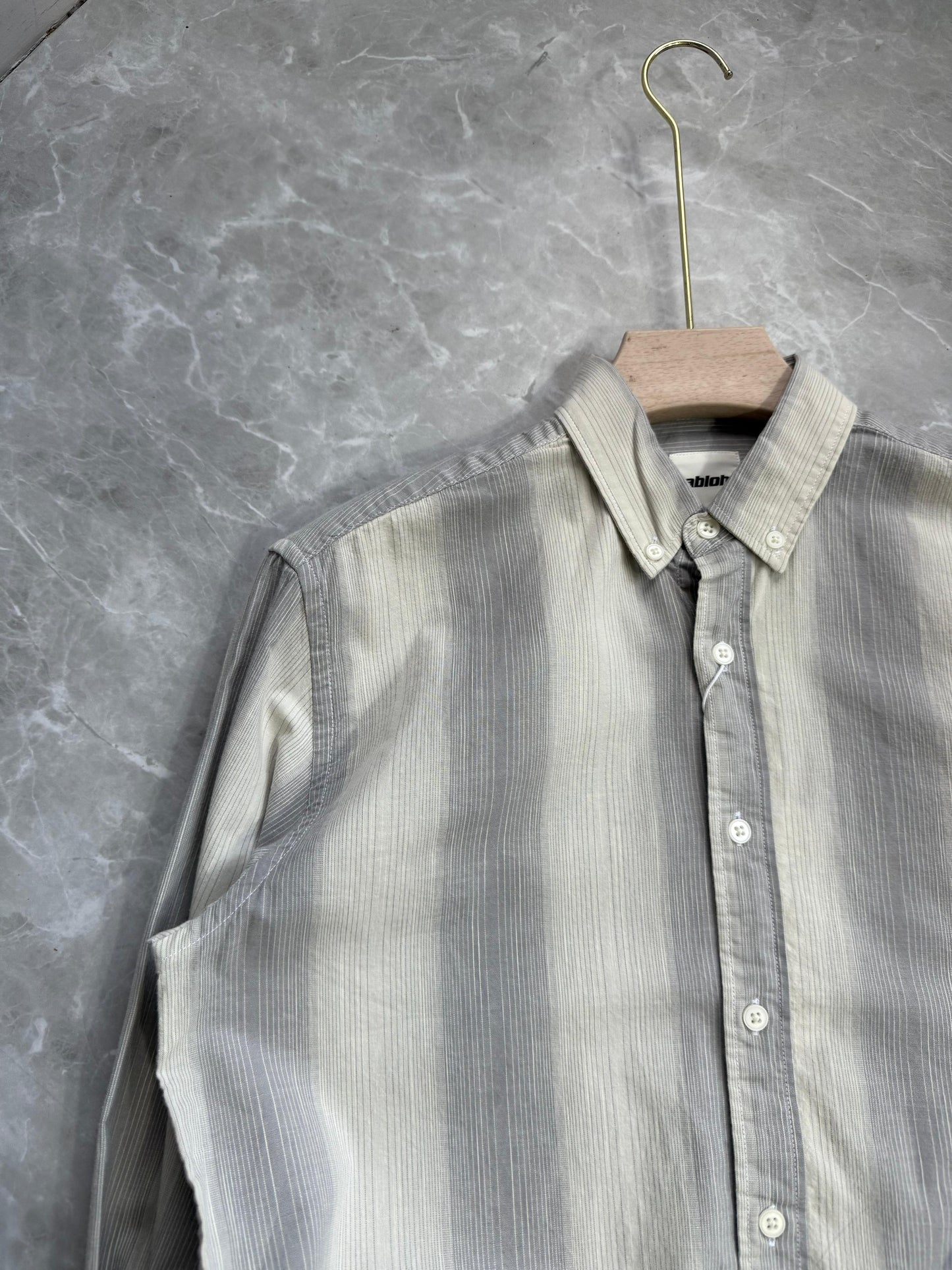 GRAY COTTON STRIPE SHIRT