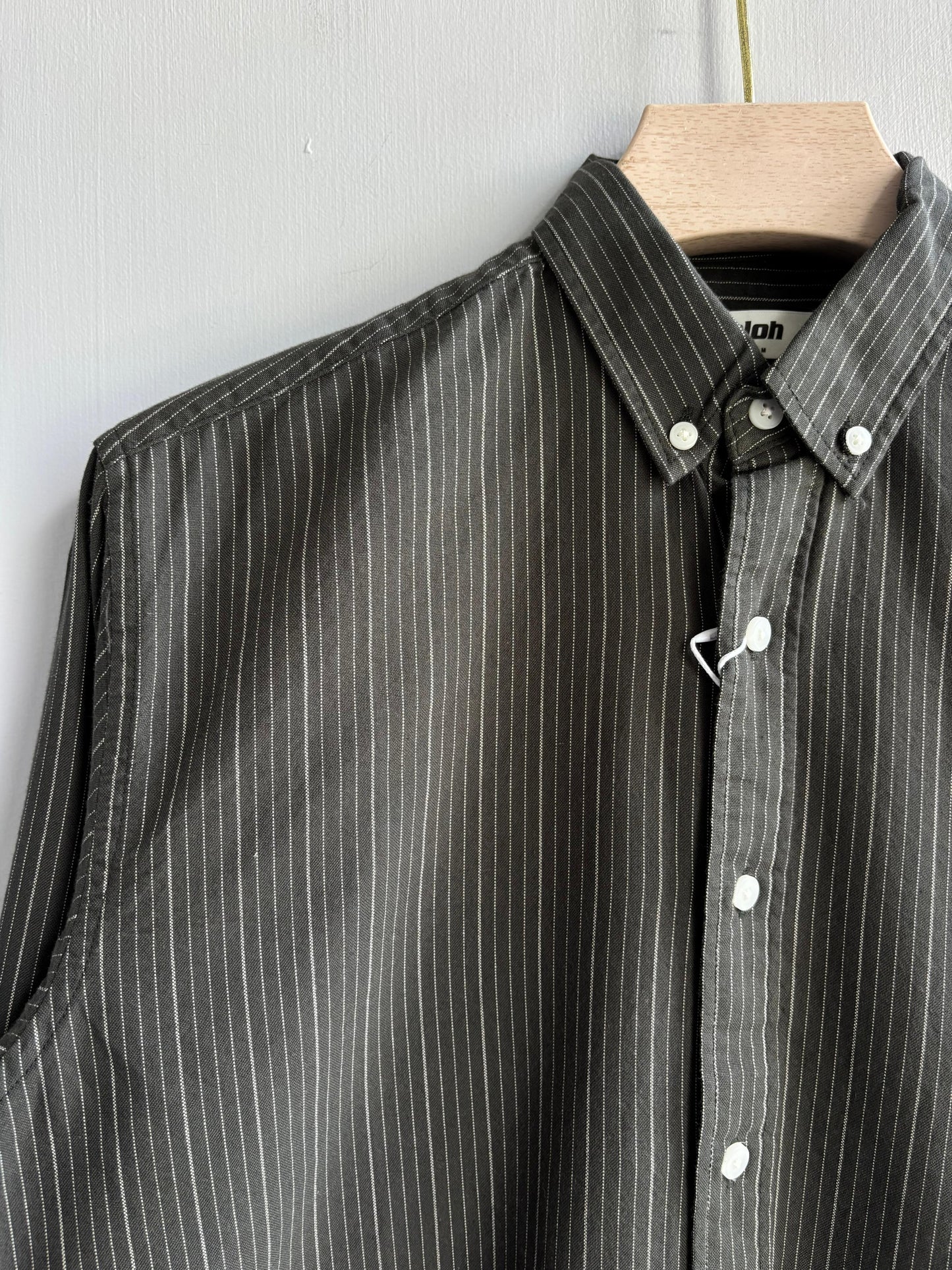 GREEN COTTON STRIPE SHIRT