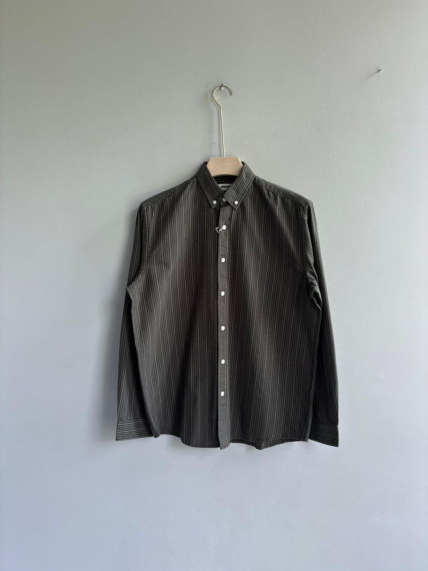 GREEN COTTON STRIPE SHIRT