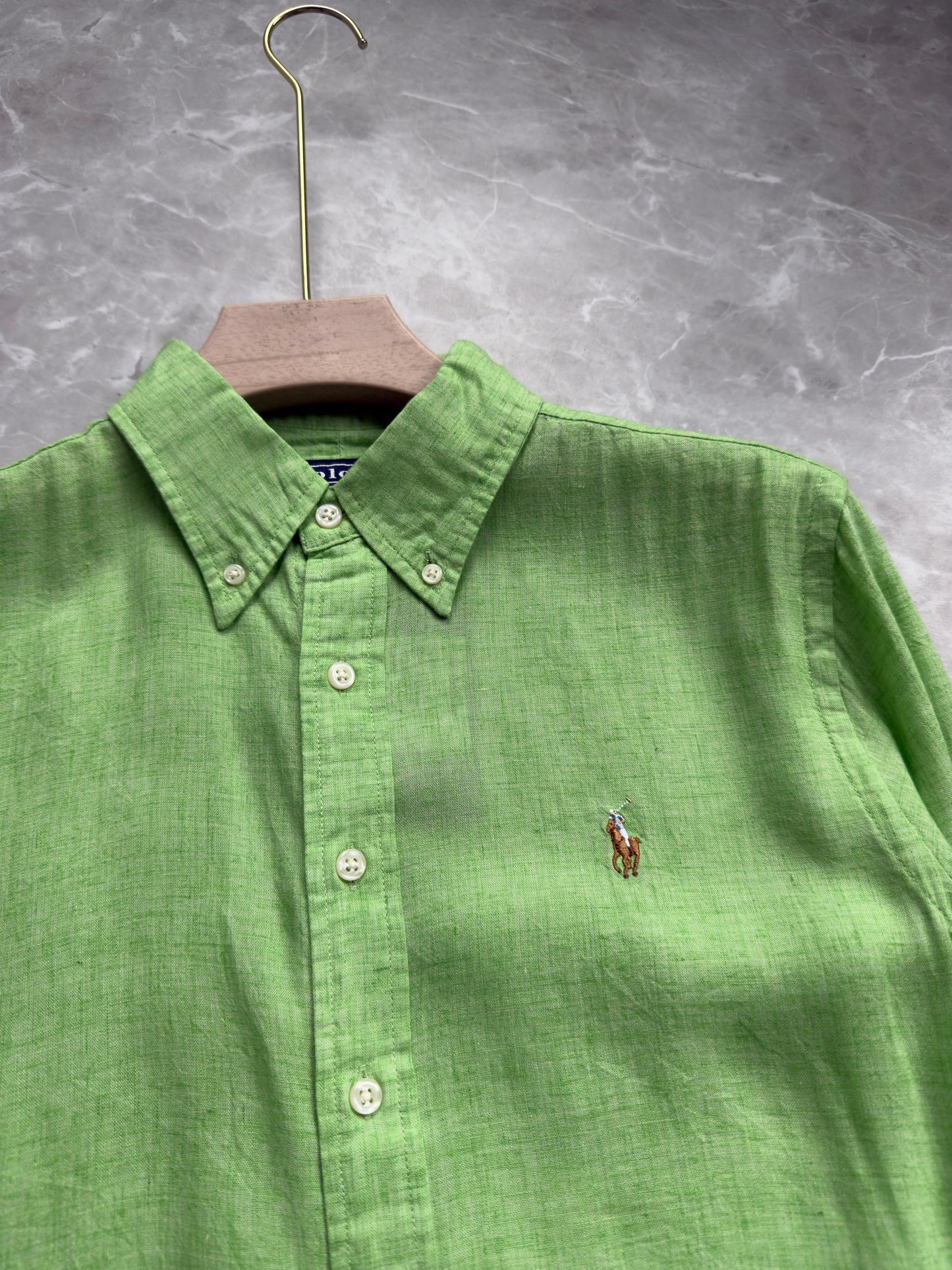 GREEN PURE LINEN SHIRT