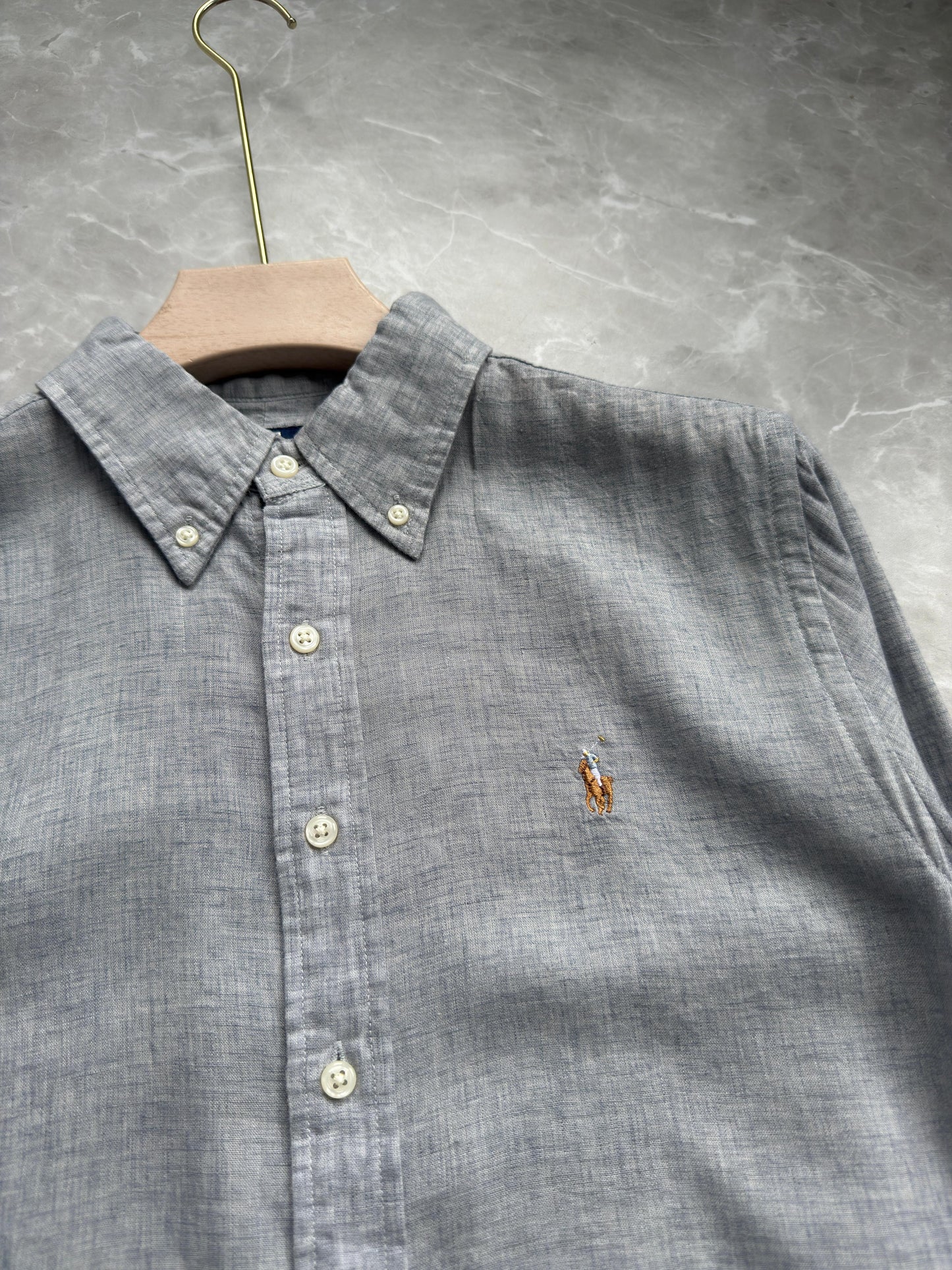 LIGHT GRAY PURE LINEN SHIRT