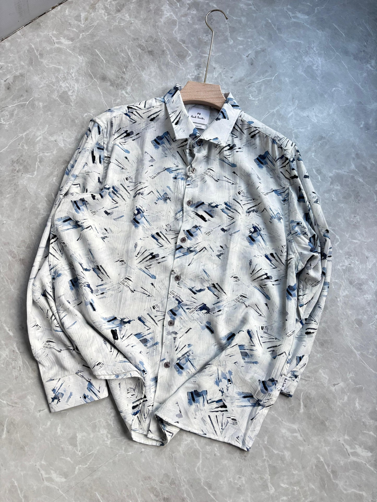 WHITE BLUE IMPORTED PRINTED SHIRT