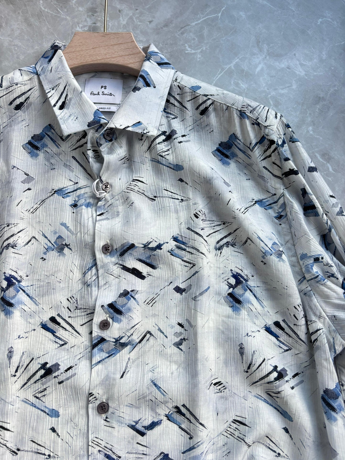 WHITE BLUE IMPORTED PRINTED SHIRT