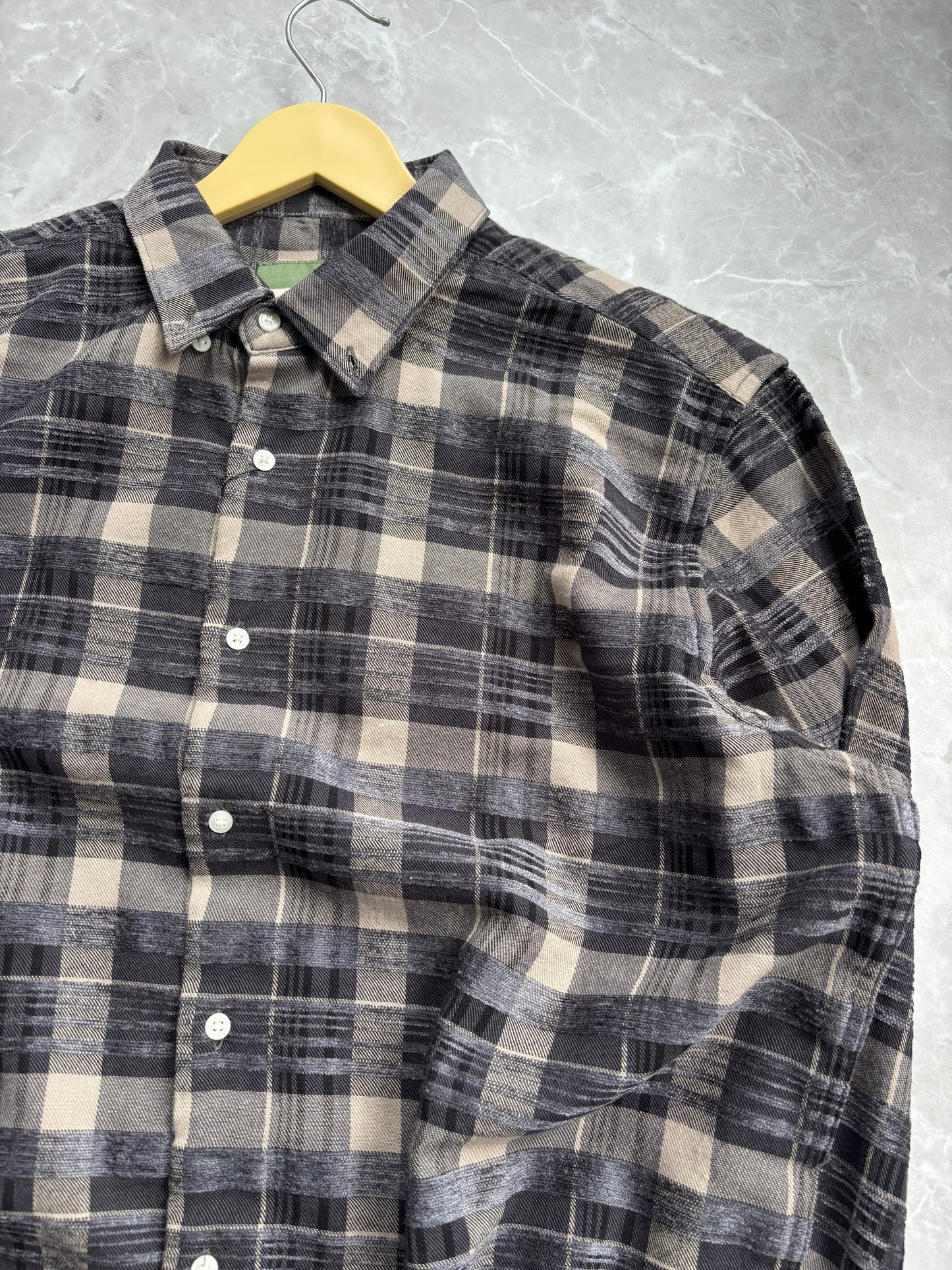 BLACK FLANEL IMPORTED CHECKED SHIRT