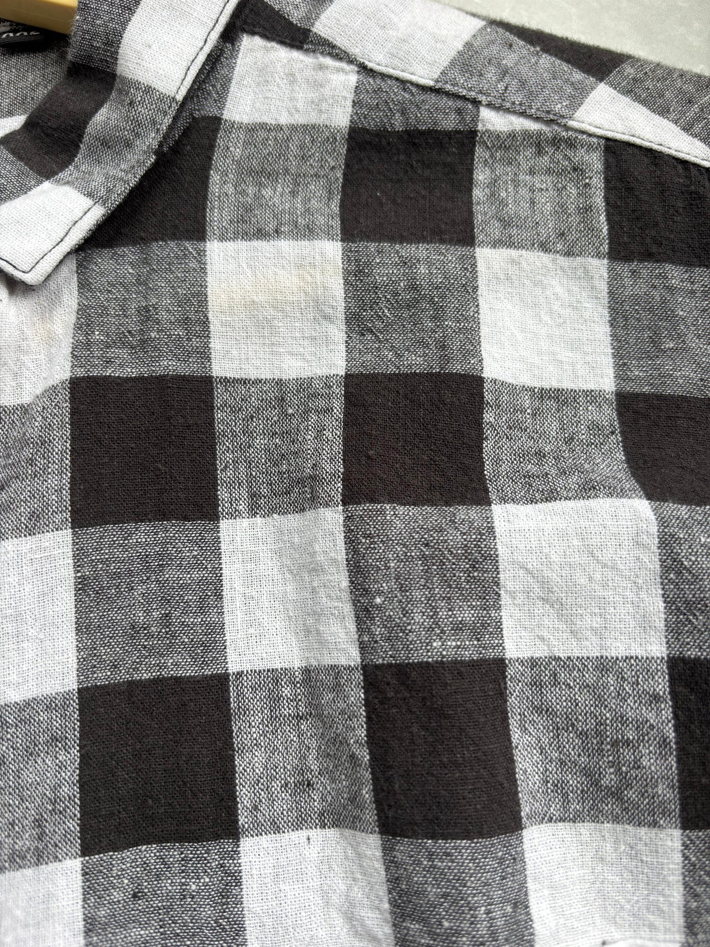 BLACK WHITE LINEN FLANEL SHIRT
