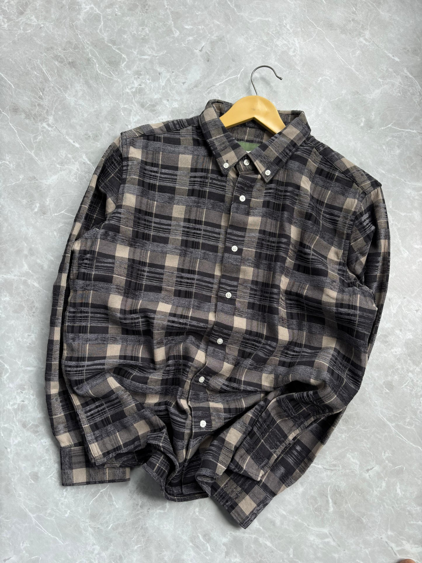 BLACK IMPORTED FLANEL CHECKED SHIRT