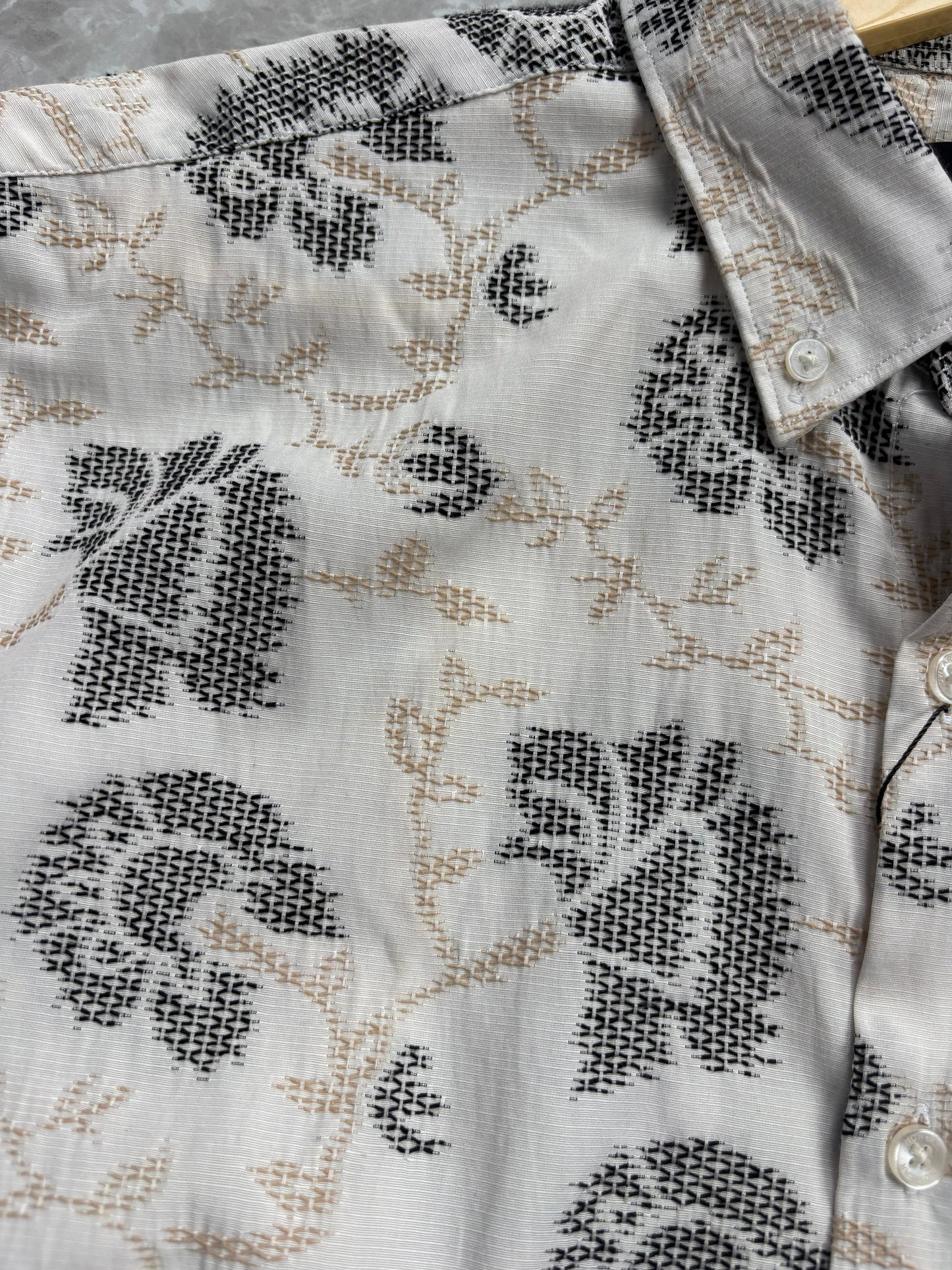 WHITE IMPORTED EMBROIDERED SHIRT