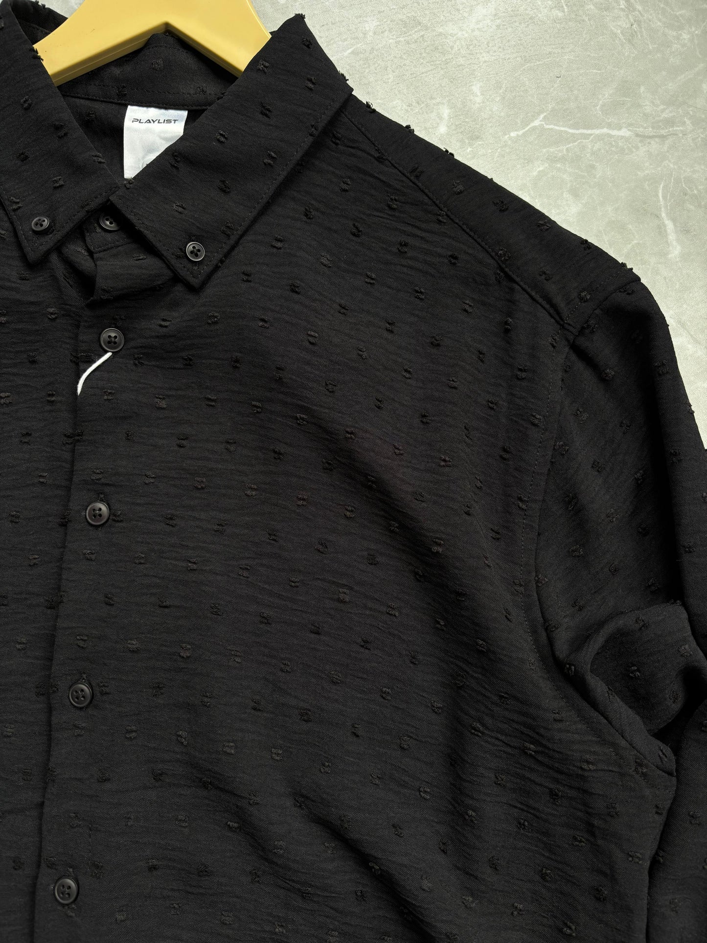 BLACK IMPORTED CRUSHED SHIRT