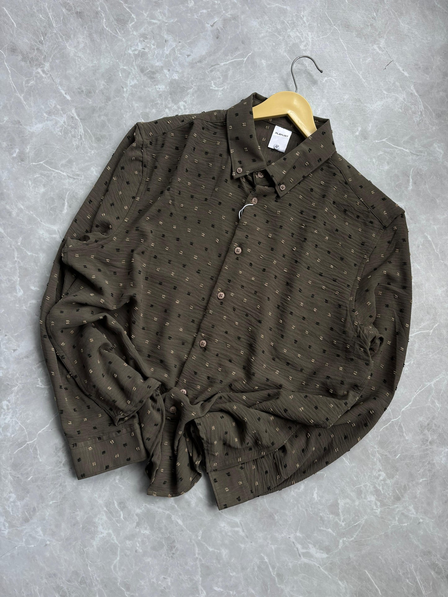 GREEN GRAY IMPORTED CRUSHED SHIRT