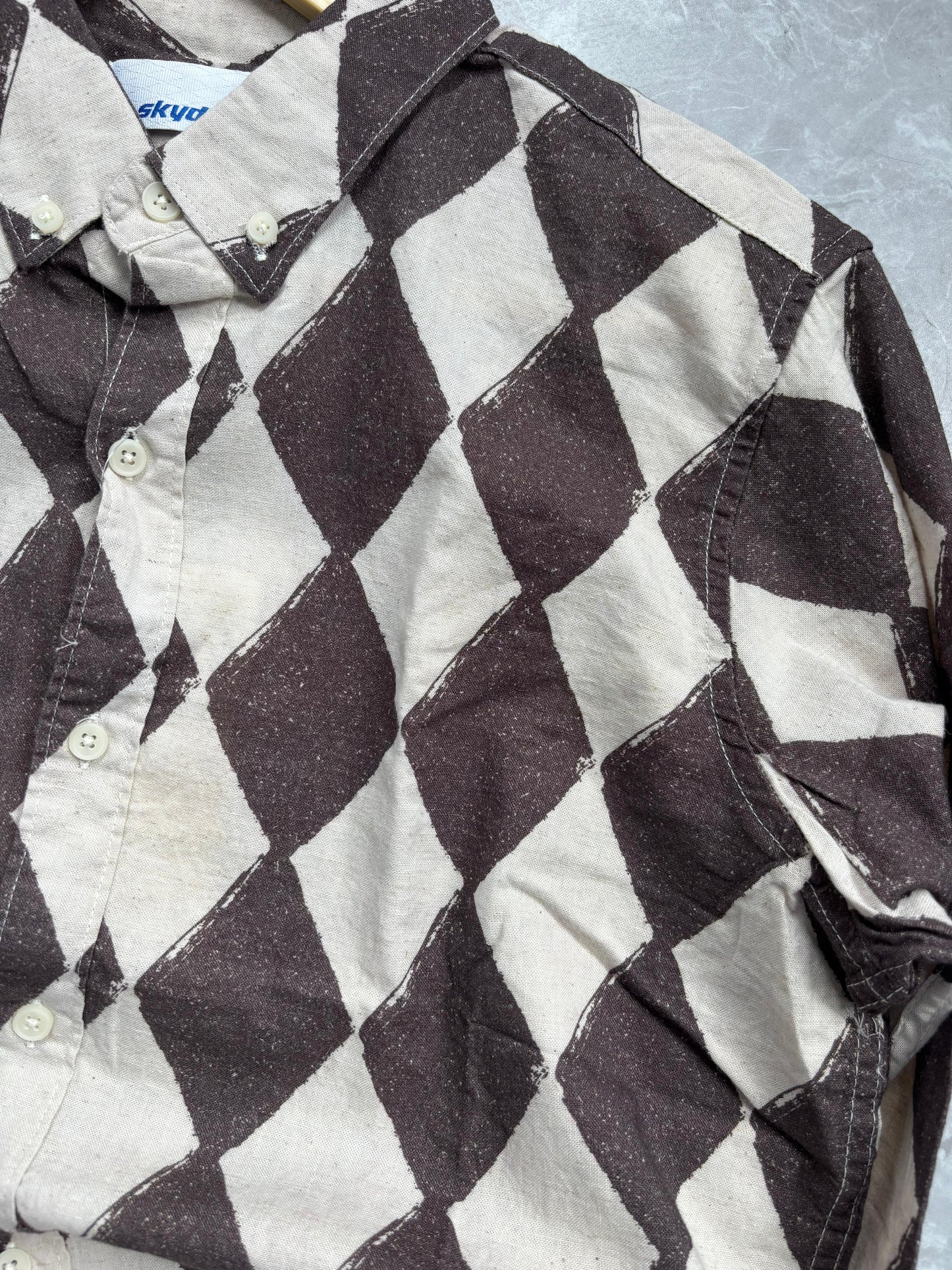BROWN LINEN PRINTED SHIRT