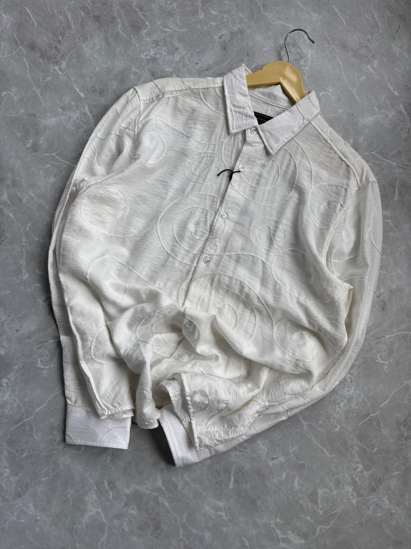 WHITE EMBROIDERD IMPORTED SHIRT