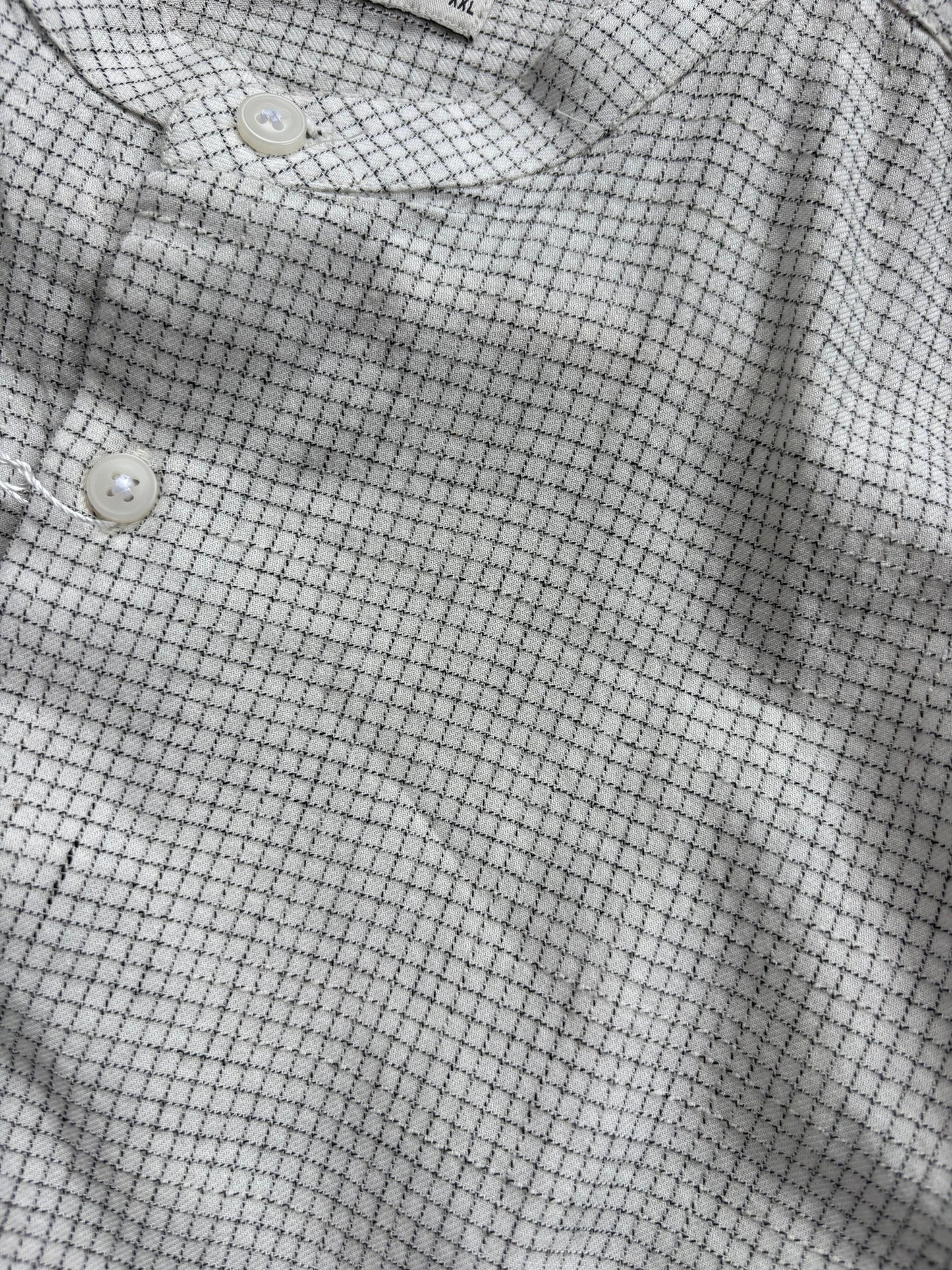 WHITE FLANEL MANDRIAN COLLAR SHIRT