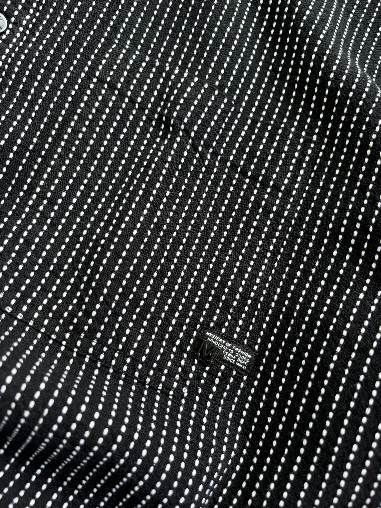 BLACK IMPORTED MANDRAIN COLLAR SHIRT