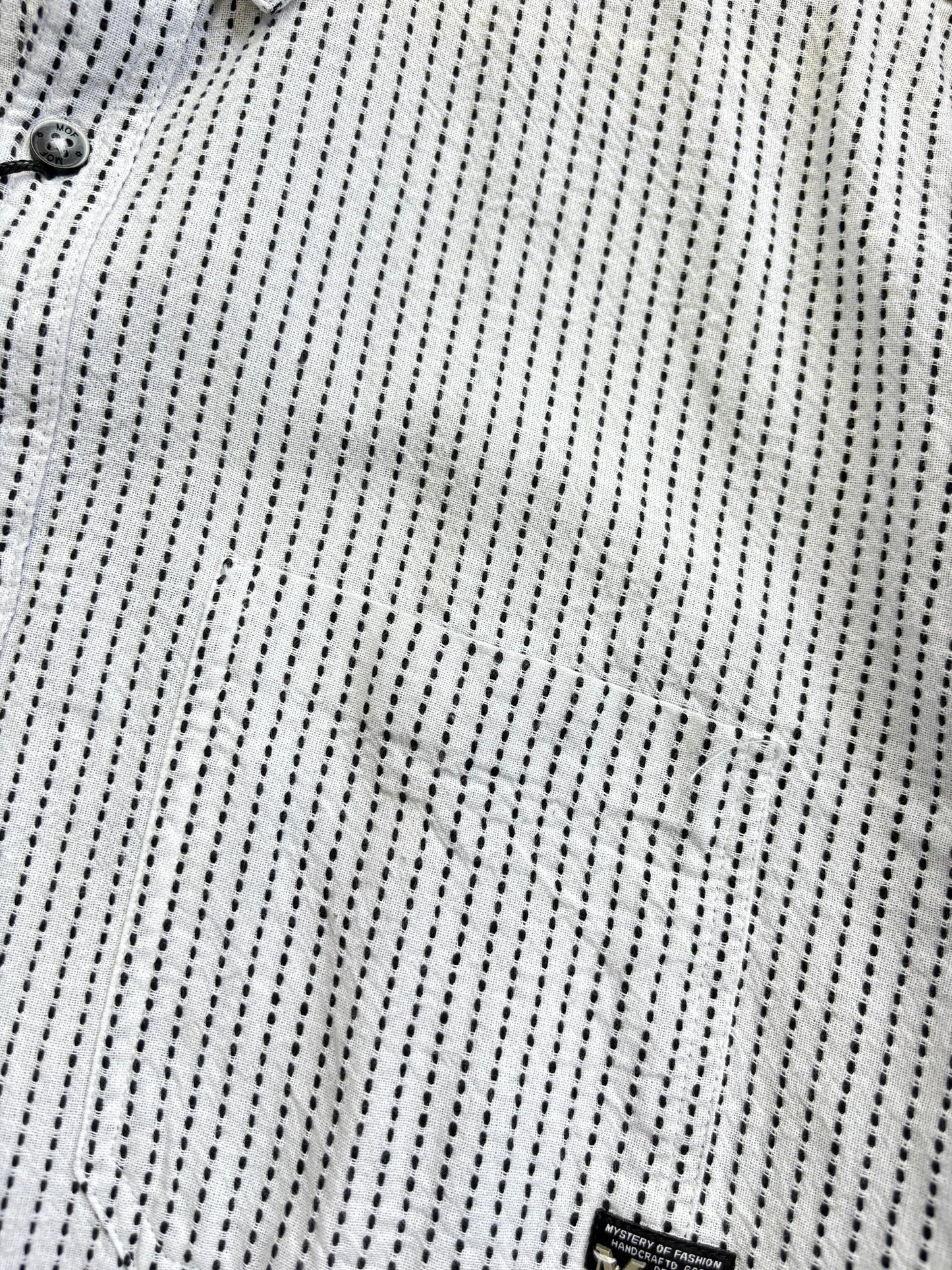 WHITE IMPORTED MANDRIAN COLLAR SHIRT