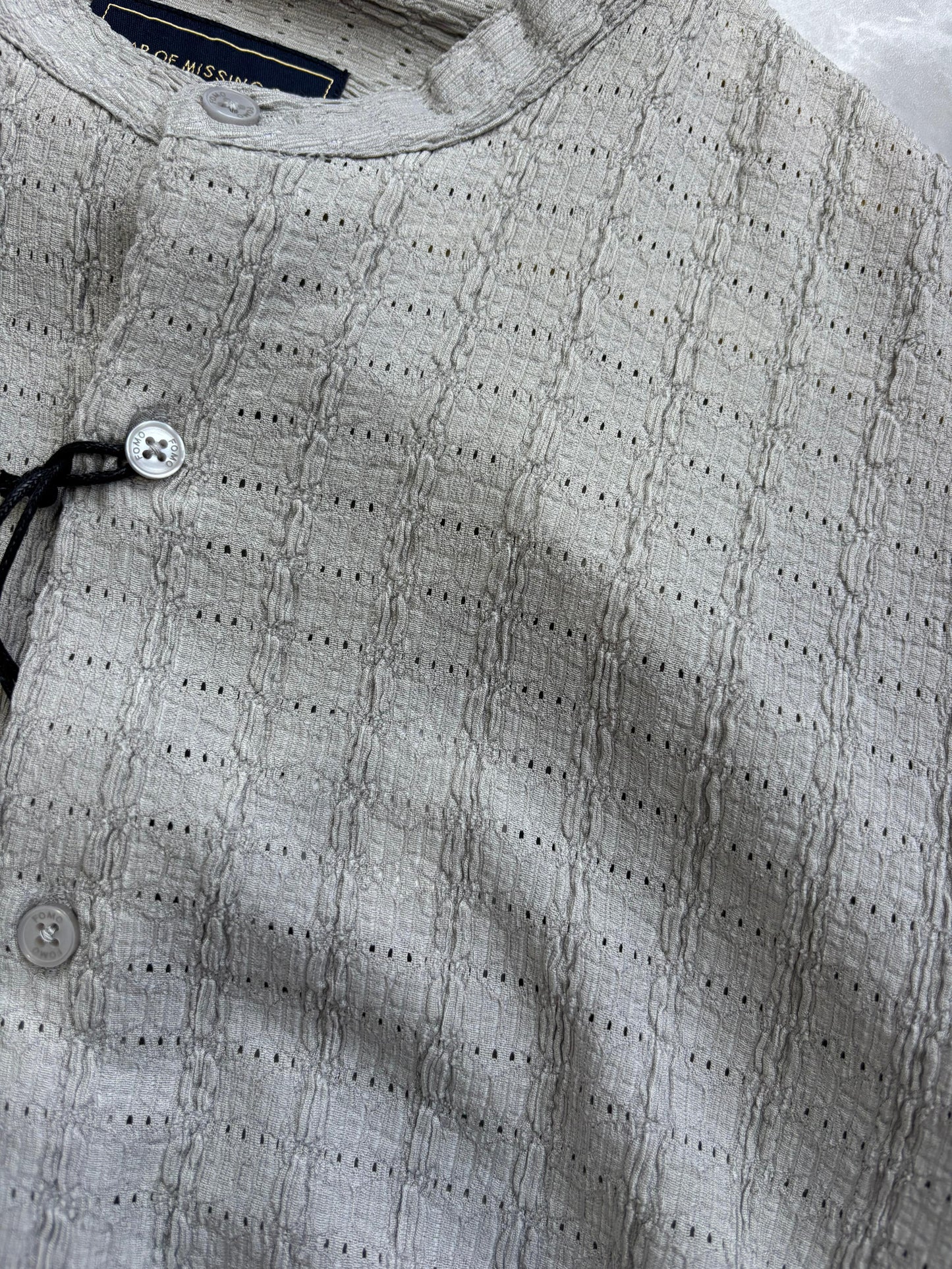 LIGHT GRAY IMPORTED MANDRIAN COLLAR SHIRT