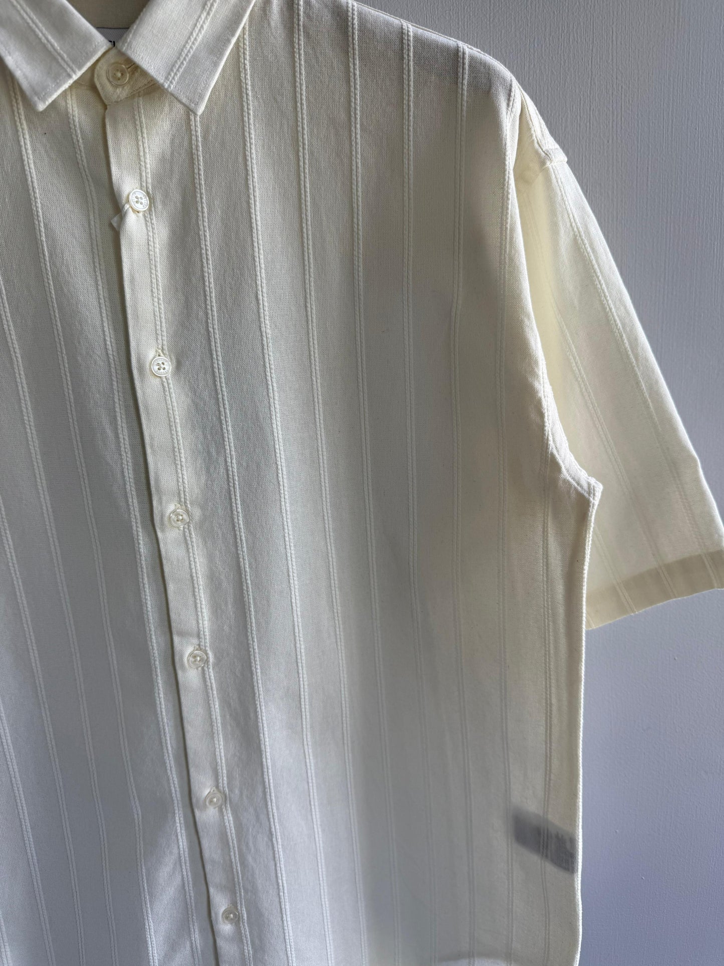 WHITE OVERSIZE IMPORTED STRIPE SHIRT