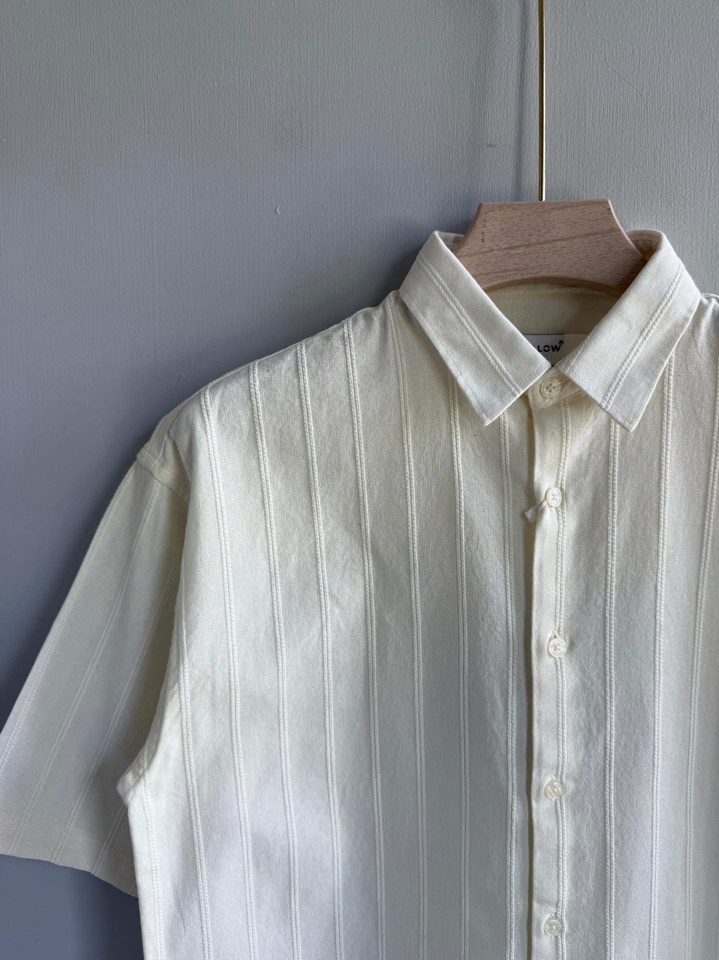 WHITE OVERSIZE IMPORTED STRIPE SHIRT