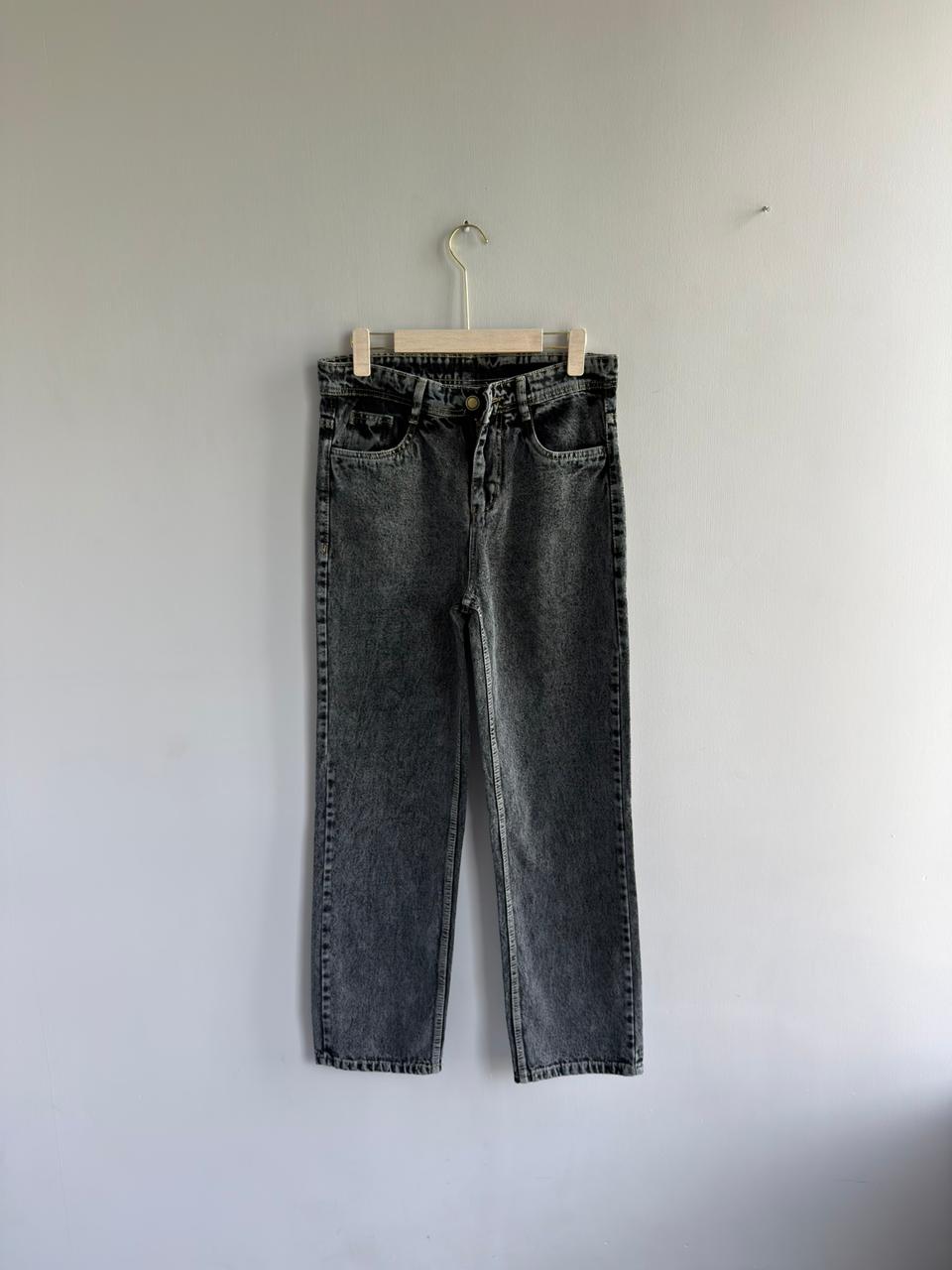 DARK GRAY LOOSE FIT DENIM TROUSERS