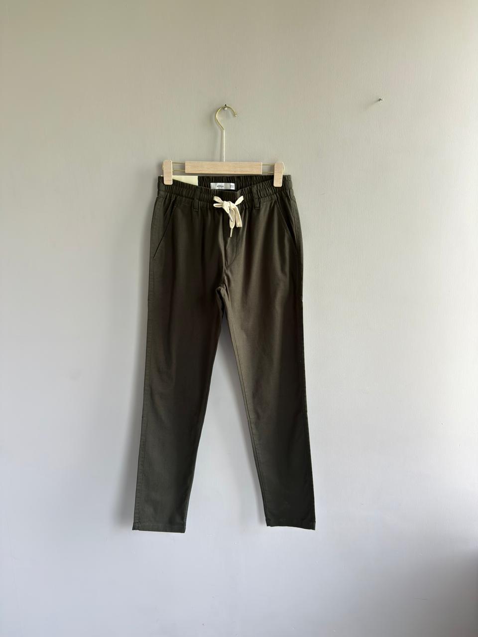 DARK GREEN LINEN TROUSERS