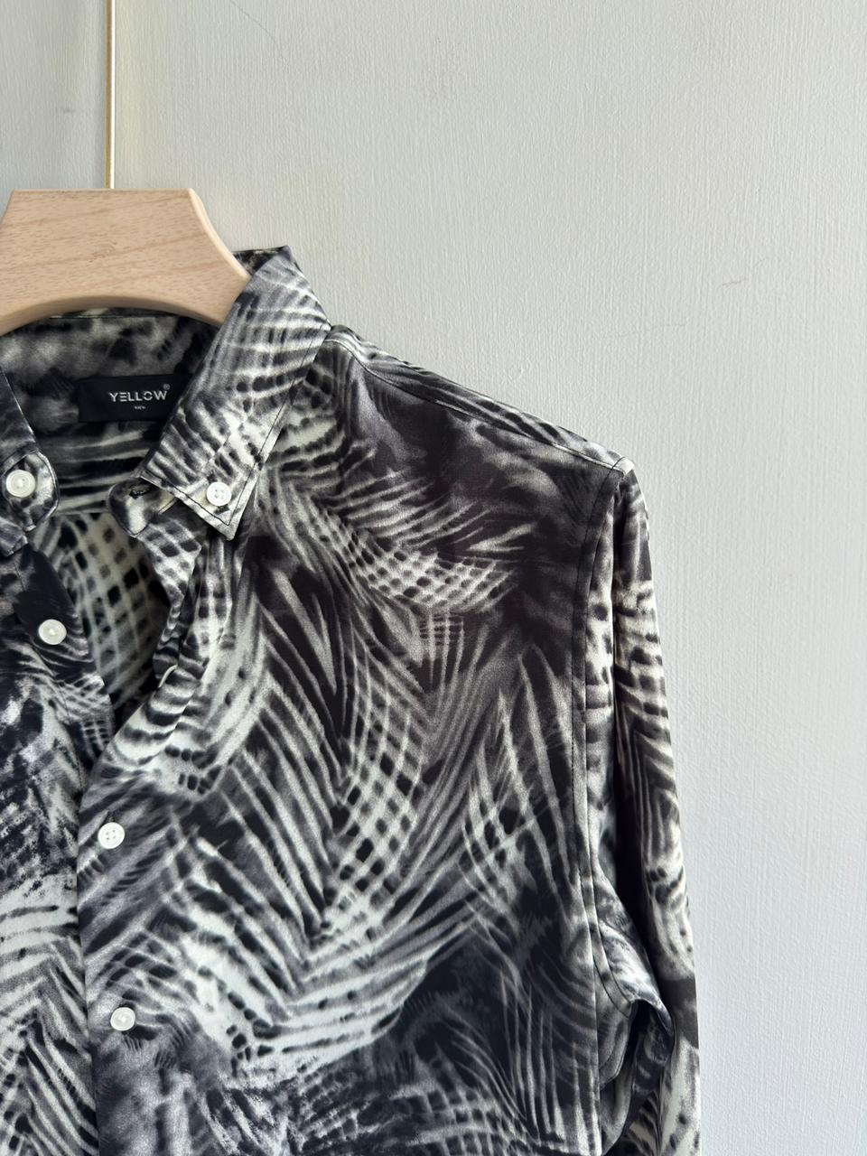BLACK VISCOSE PRINTED SHIRT