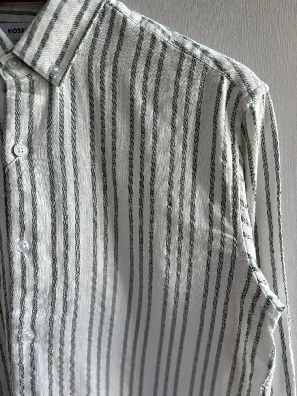 GREEN STRIPE IMPORTED LINEN SHIRT
