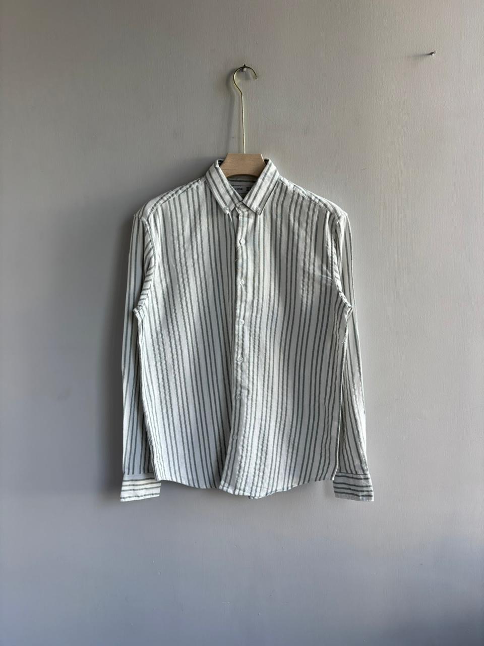 GREEN STRIPE IMPORTED LINEN SHIRT