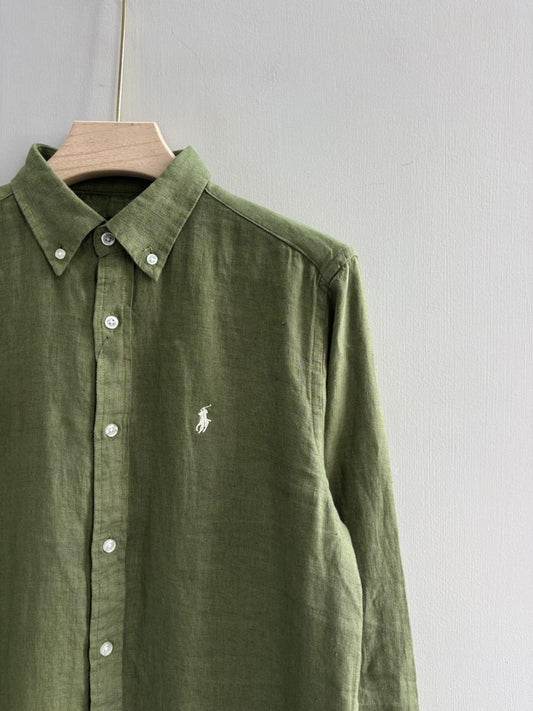 GREEN PURE LINEN SHIRT
