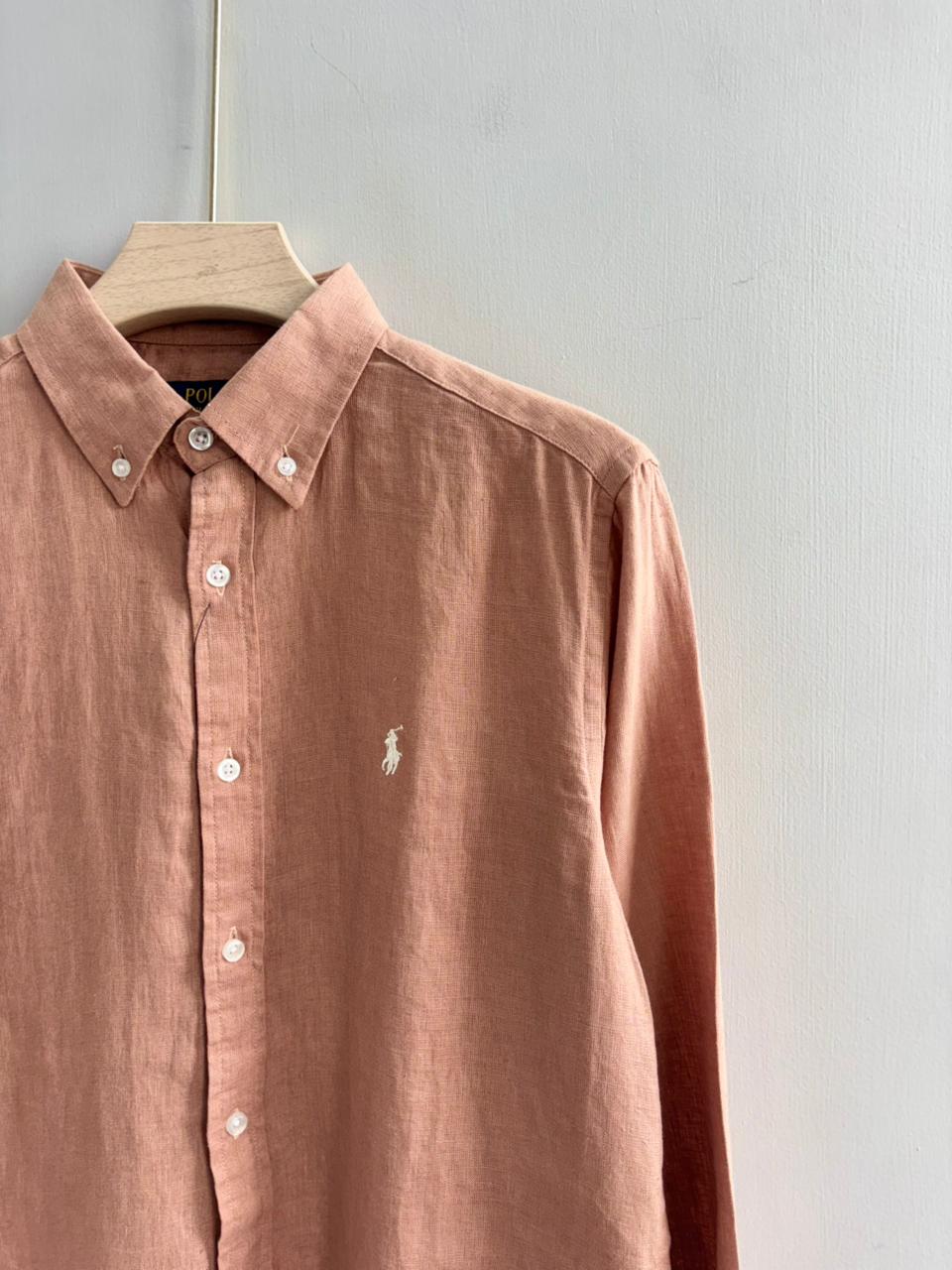 PEACH PURE LINEN SHIRT