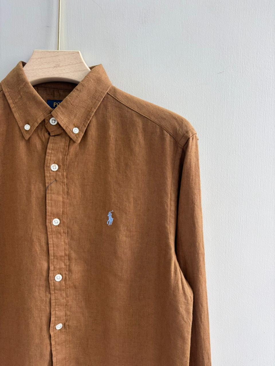 BROWN PURE LINEN SHIRT