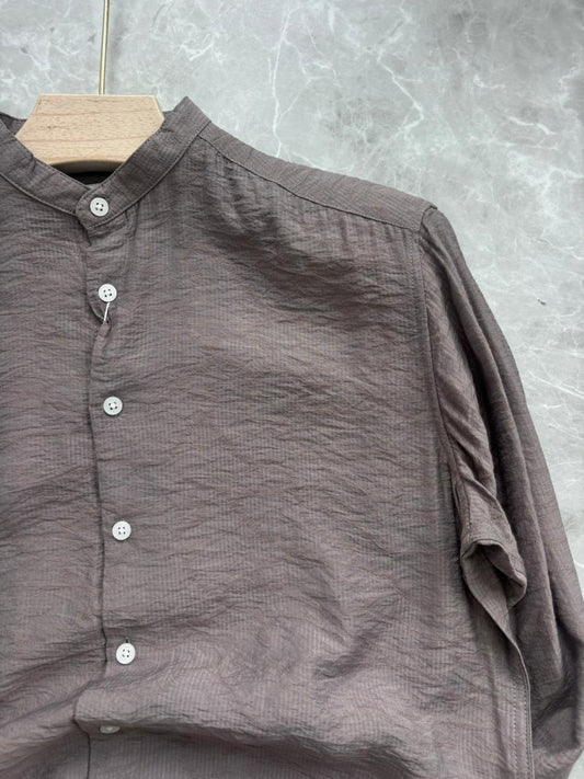 GRAY IMPORTED CRUSHED MANDRIAN COLLAR SHIRT