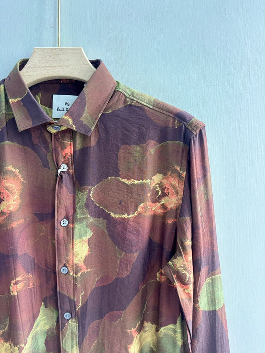 BROWN IMPORTED CRUSHED PRINTED SHIRT